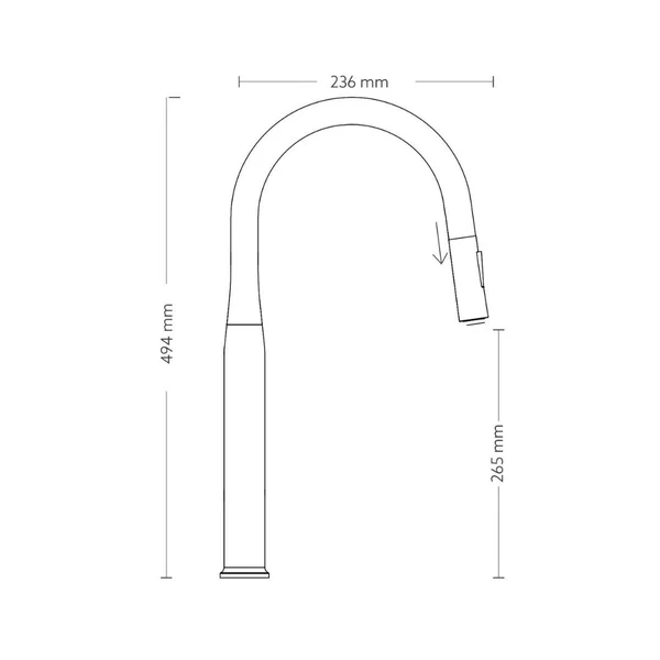 Carysil Table Mounted Pull-Out Kitchen Sink Mixer ALA 1512 with Extractable Hand Shower Spout in Rose Gold Finish - Image 2