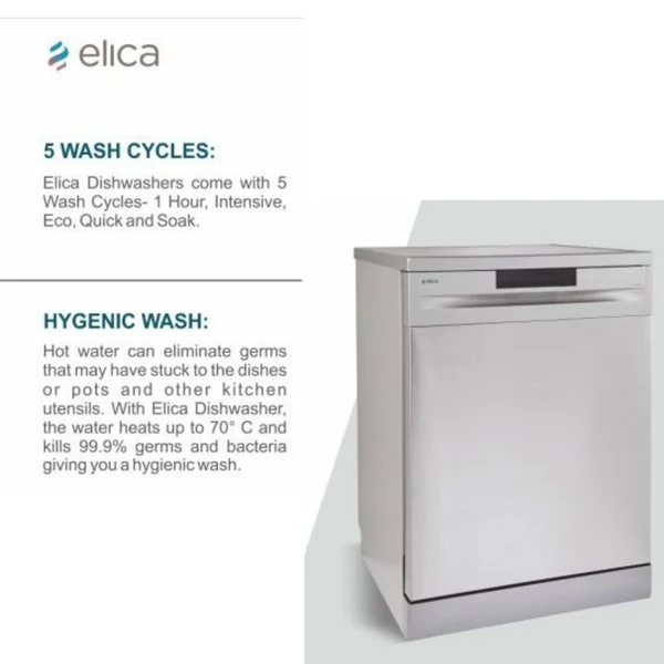 Elica Free Standing Dishwasher WQP 12 7605V SS with 12 Place Settings - Image 8