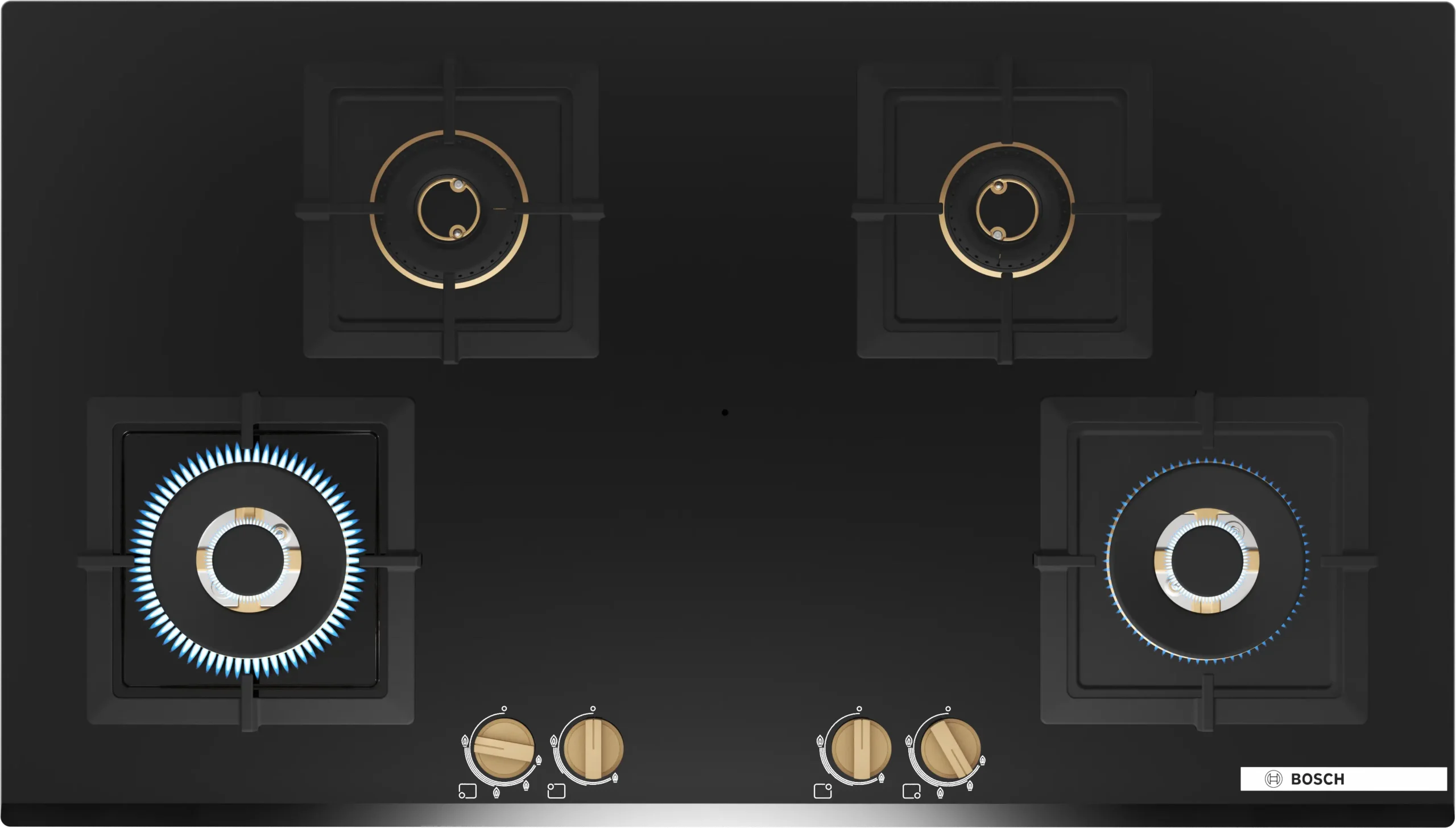 BOSCH HOB PNF9B6G20I Series 4 Gas hob 90 cm Tempered glass, Black