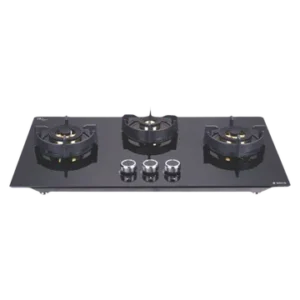 Elica FLEXI DFS FB 3B 75 DX Glass Top 3 Burner Automatic Hob (Round Enamelled Grid, Black)