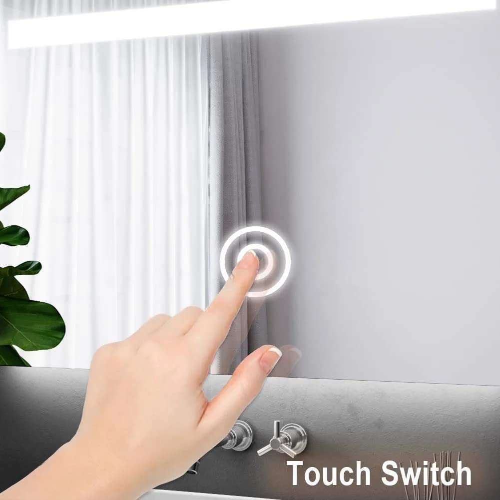 (18×24 Mirror Size), Wall Mount Rectangular Led Mirror for Bathroom & Bedroom, Mirror with Light, Touch Sensor Controlled with 3 Colour Lights and Brightness Adjustable - Image 3
