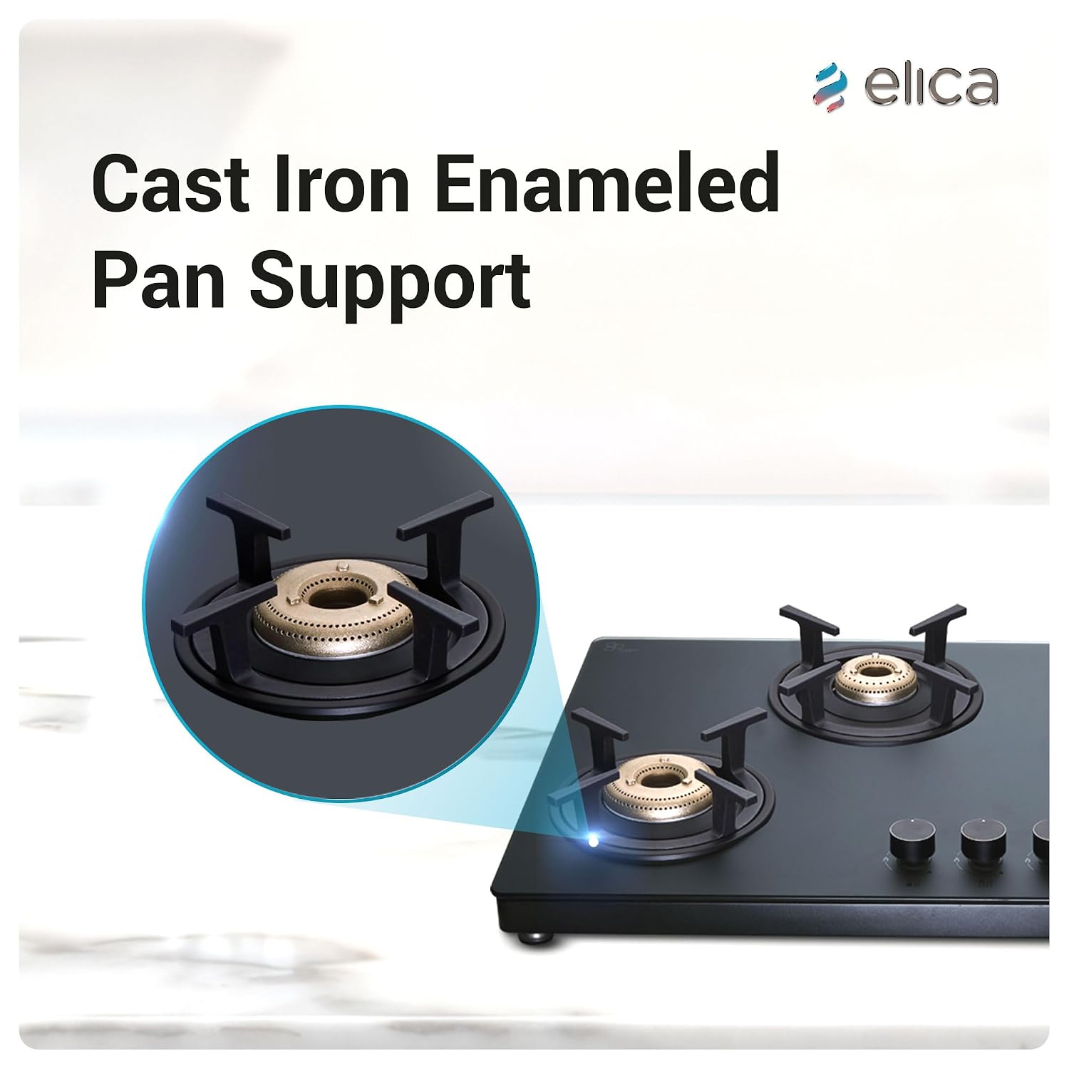 Elica Auto Ignition 90cm 4 Burner Gas Stove | MATT TKN 904 CT VETRO 2J BK (AI) - Image 9