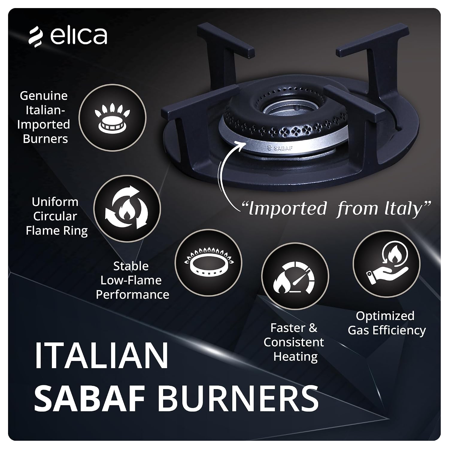 Elica 70cm 4 Burner Hob | Auto Ignition | SABAF Burners | Toughened Glass Top | 5 Year Warranty on Glass | RG FLEXI HCT 470 DX LOTUS BK | Black - Image 7