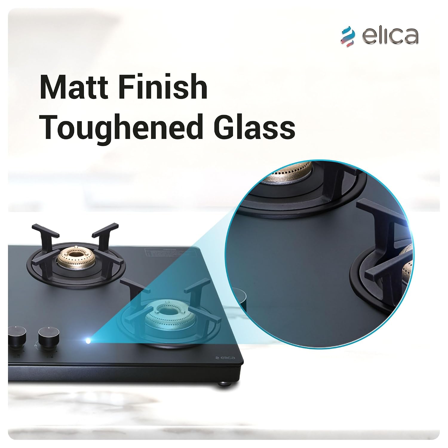 Elica Auto Ignition 90cm 4 Burner Gas Stove | MATT TKN 904 CT VETRO 2J BK (AI) - Image 5
