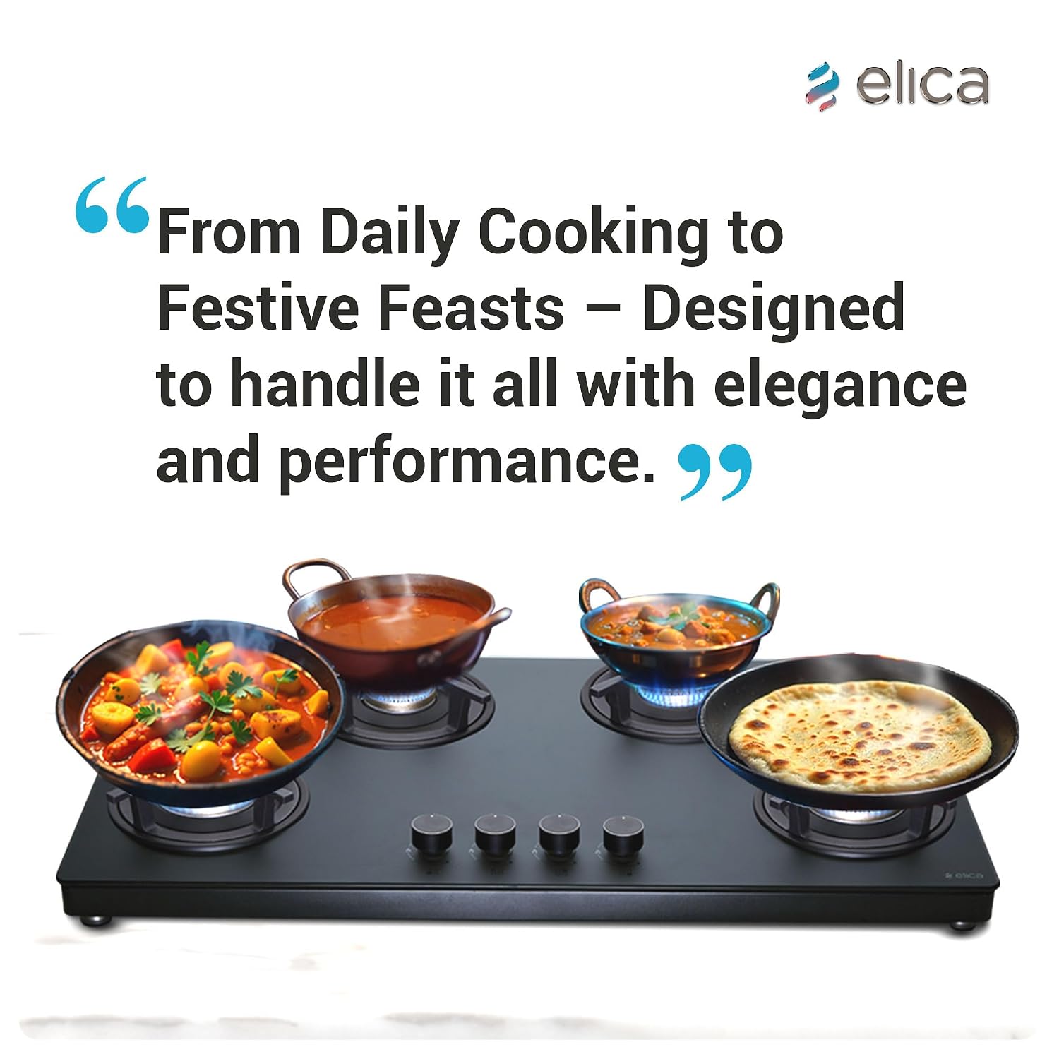 Elica Auto Ignition 90cm 4 Burner Gas Stove | MATT TKN 904 CT VETRO 2J BK (AI) - Image 6