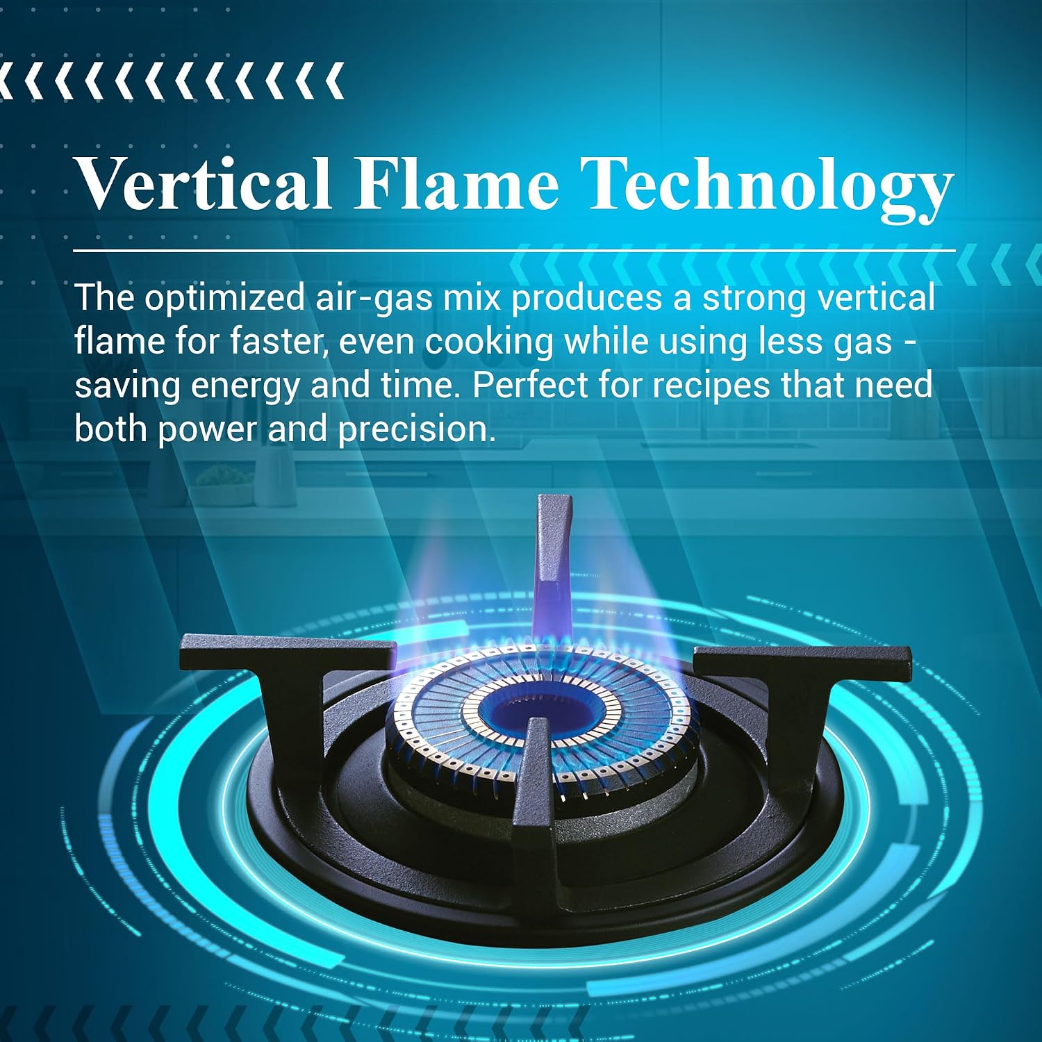 Elica Auto Ignition 77cm 3 Burner Gas Stove | High Efficiency Vertical Direct Flame | Matt Finish Toughened Glass | 5 Yr Glass Warranty | MATT ONYX 773 CT VETRO BK(AI) - Image 5