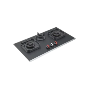 KAFF 3 Burner Built-in Hob with Frosted Crystal Black Glass Finish, 82 cm (CRYSTAL NOIR 823)