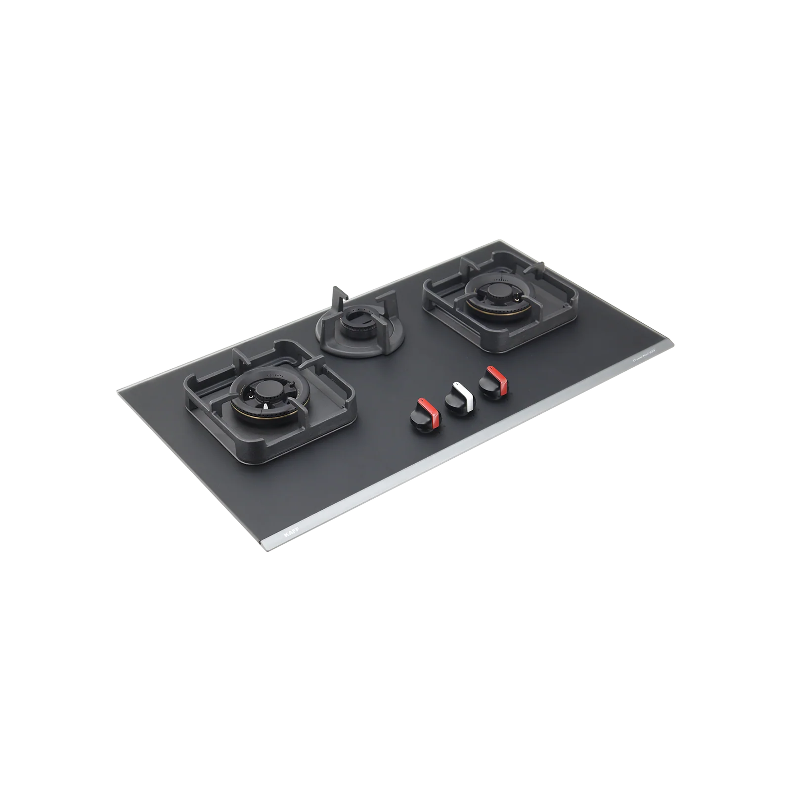 KAFF 3 Burner Built-in Hob with Frosted Crystal Black Glass Finish, 82 cm (CRYSTAL NOIR 823)