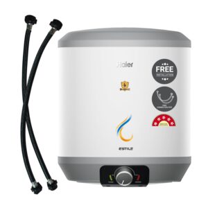 Haier Estile Water Geyser 25 Litre 2200W Faster Heating Storage Water Heater with Pipe 5 Star Rating Free Installation ABS Body| Shock Proof| Glasslined Tank| High Rise Compatible