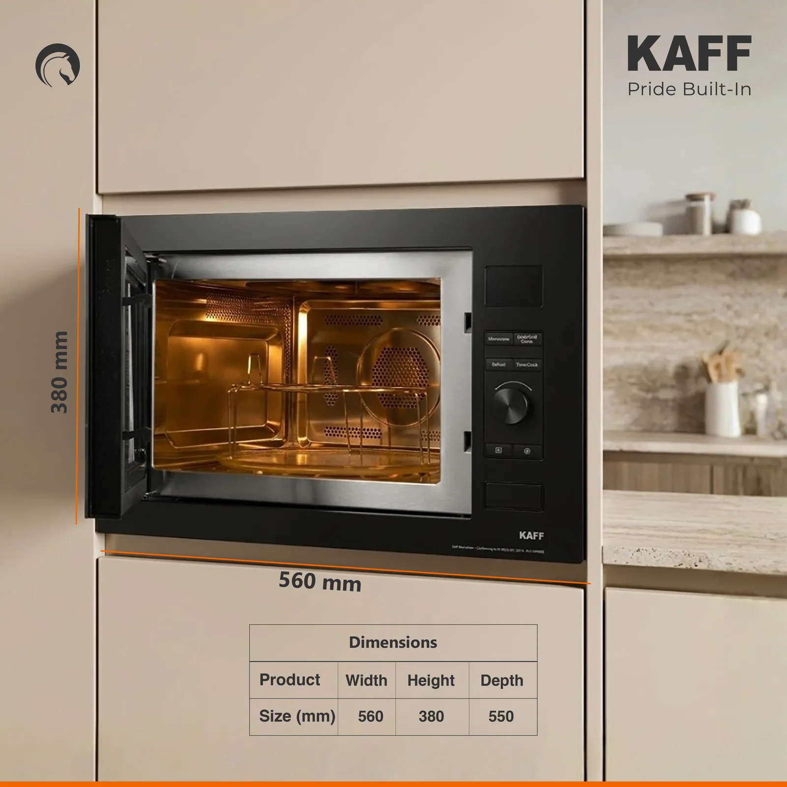 KAFF KB5A- 34L Built-in Microwave with Grill & Convection, Child Lock, Digital Display - Image 4