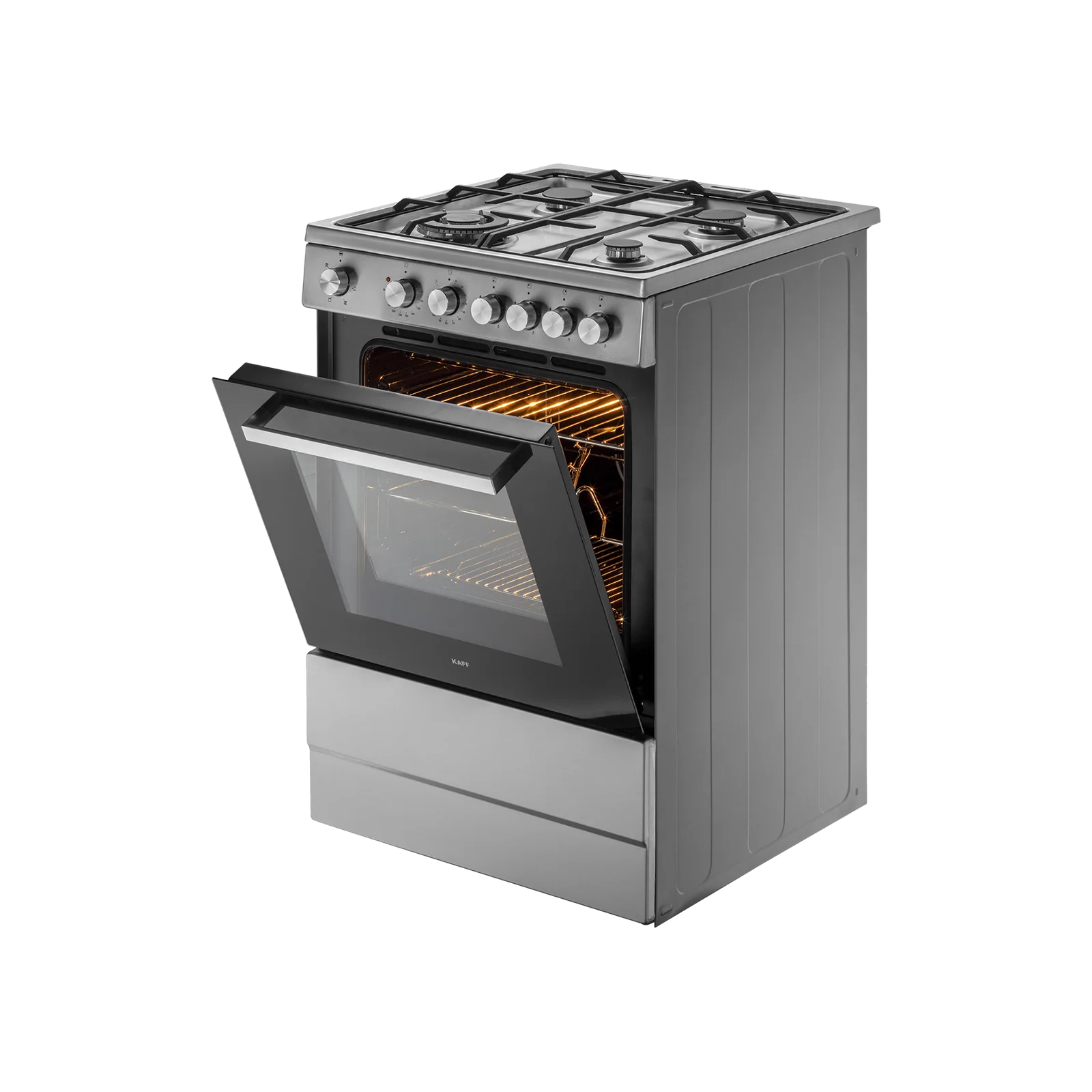 KAFF KAB 60 SS Cooking Range with Electric Oven, 4 Gas Burners with One Big Triple Ring Burner