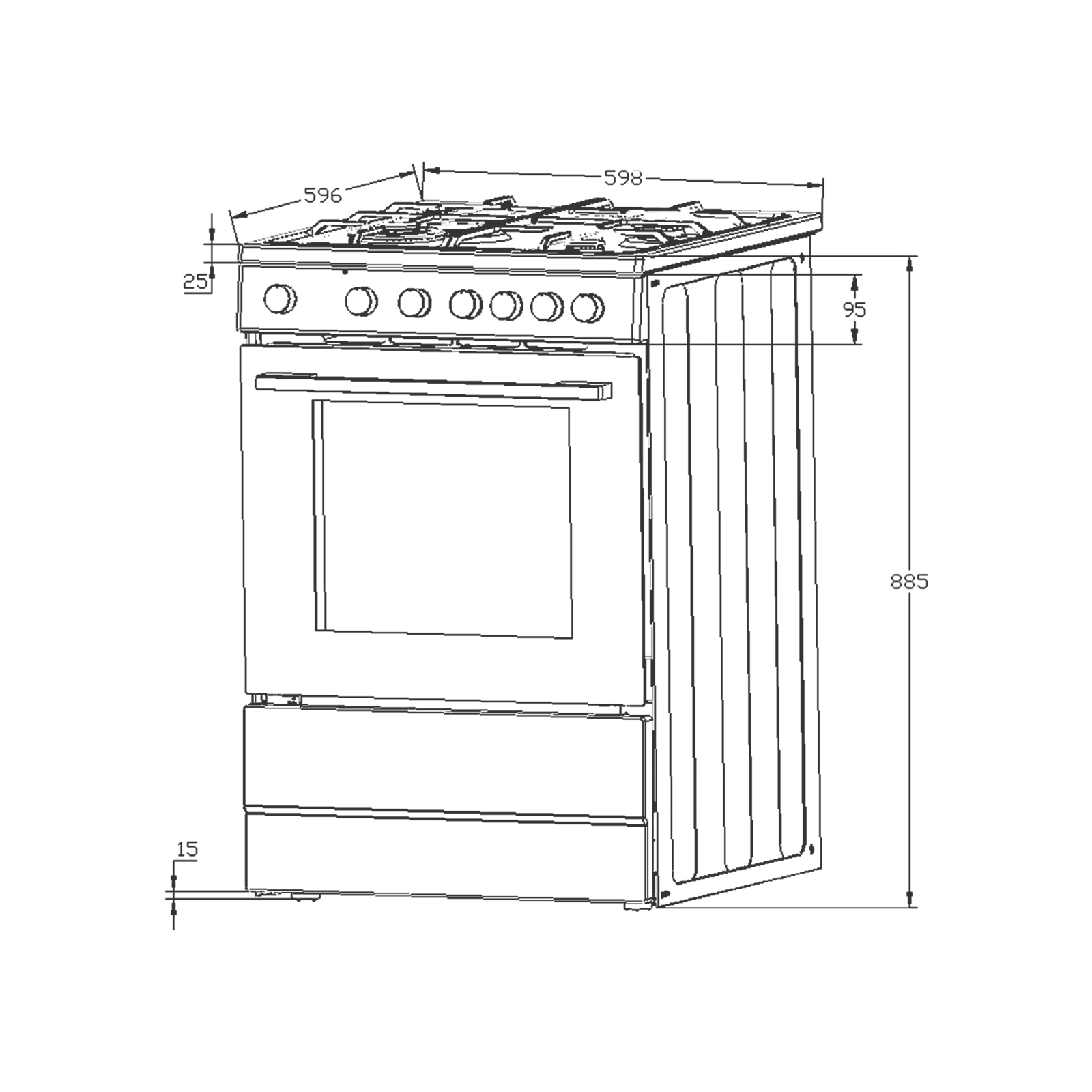 KAFF KAB 60 SS Cooking Range with Electric Oven, 4 Gas Burners with One Big Triple Ring Burner - Image 4