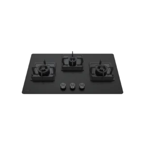 KAFF 3 Burner Built-in Hob with Brass Burners & Frosted Black Glass, 78 cm (NYG 783B)