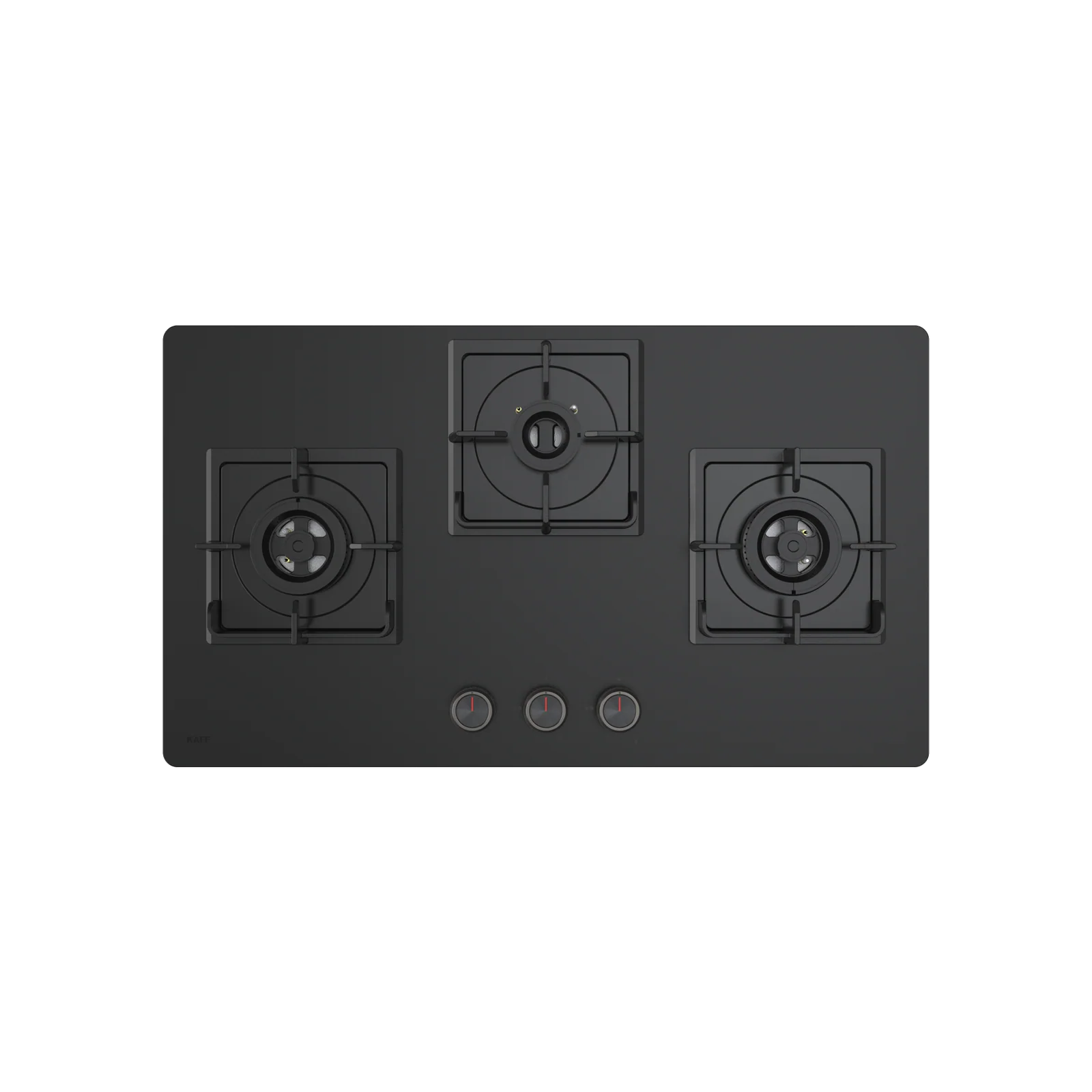 KAFF 3 Burner Built-in Hob with Brass Burners & Frosted Black Glass, 78 cm (NYG 783B) - Image 2