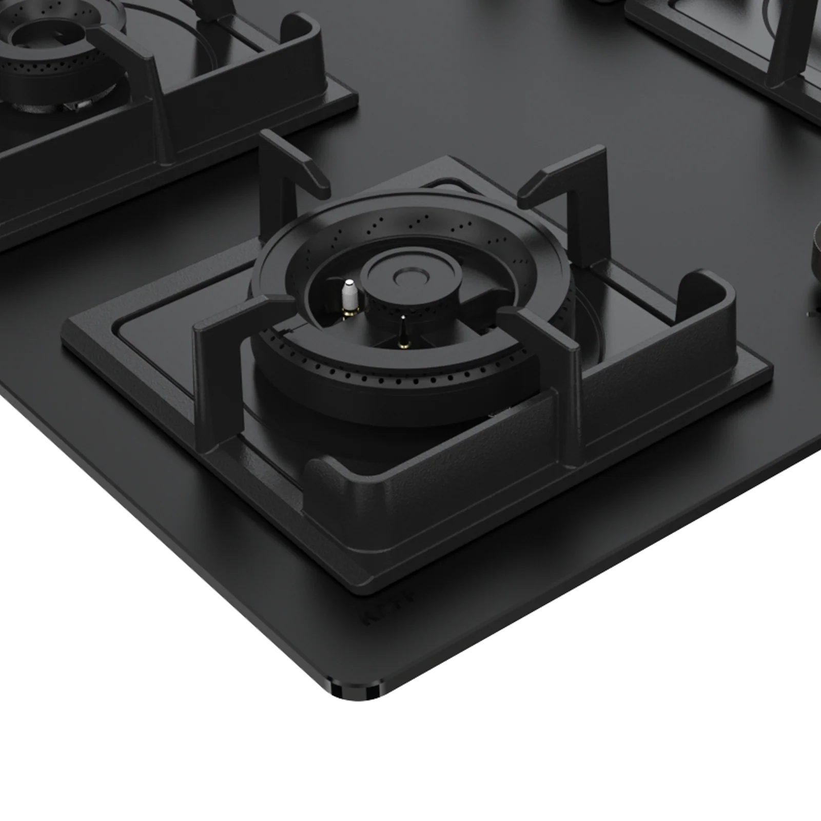 KAFF 3 Burner Built-in Hob with Brass Burners & Frosted Black Glass, 78 cm (NYG 783B) - Image 3