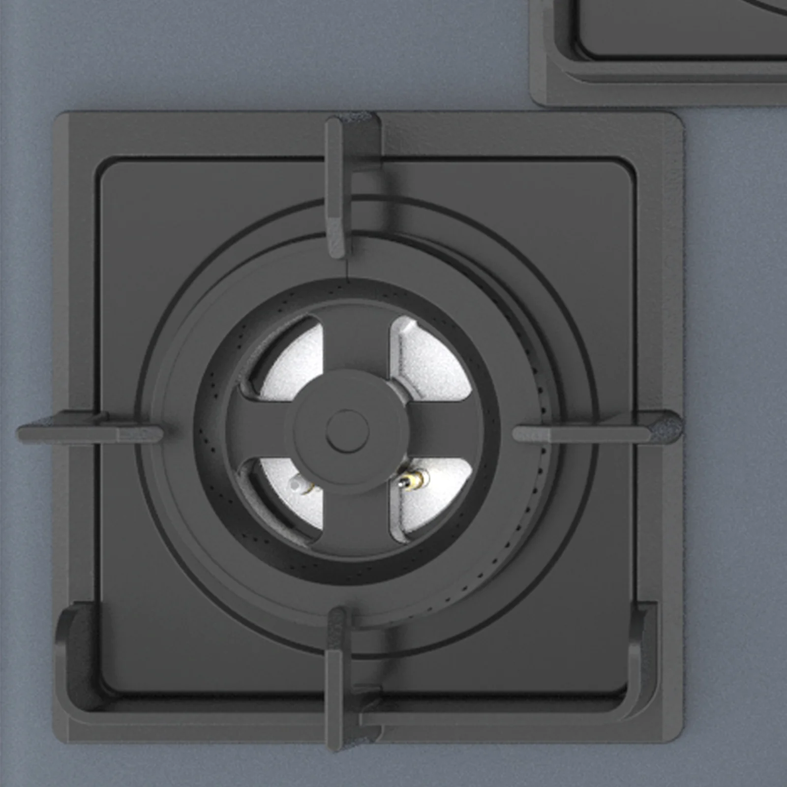 KAFF 4 Burner Built-in Hob with Brass Burners & Frosted Grey Glass, 78 cm (NYG 784G) - Image 4