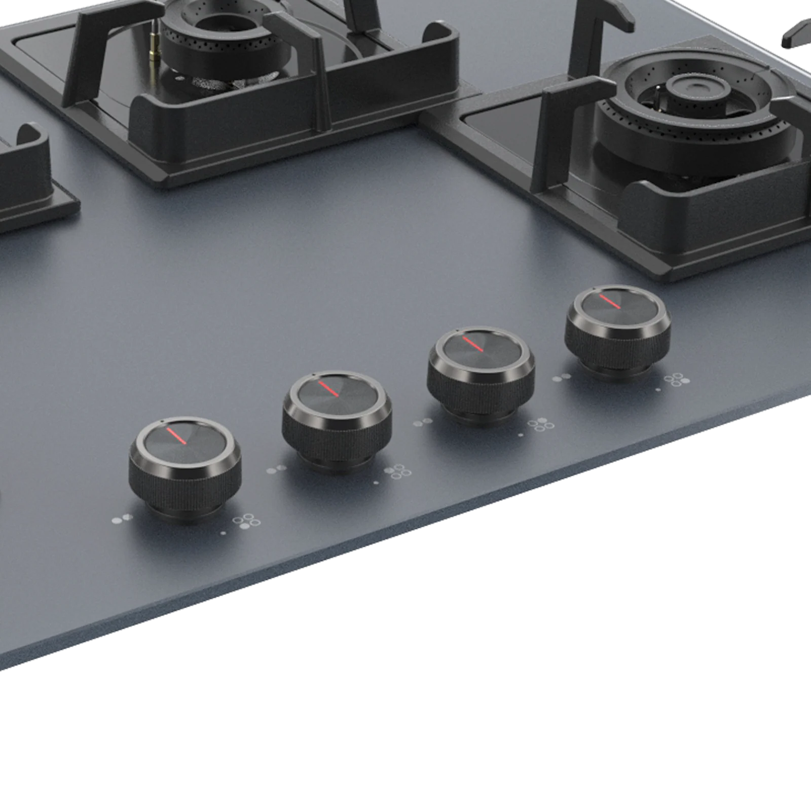 KAFF 4 Burner Built-in Hob with Brass Burners & Frosted Grey Glass, 78 cm (NYG 784G) - Image 5