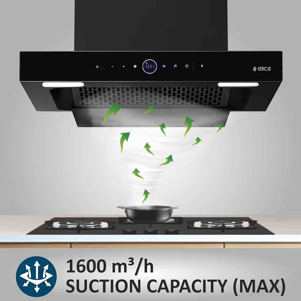 Elica 60cm 1600 m3/hr BLDC Filterless Autoclean Kitchen Chimney with 15 Years Motor & 5 Years Comprehensive Warranty | SPT PRO PLUS FL 600 BLDC HAC LTW MS NERO |Black| RPM Display| Touch+Motion Sensor - Image 6