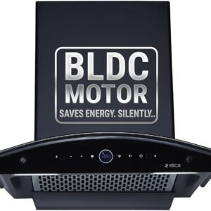 Elica 60cm 1600 m3/hr BLDC Filterless Autoclean Kitchen Chimney with 15 Years Motor & 5 Years Comprehensive Warranty | PRO PLUS FL BLDC HAC LTW 60 MS NERO | Black| Touch Control with Round RPM Display