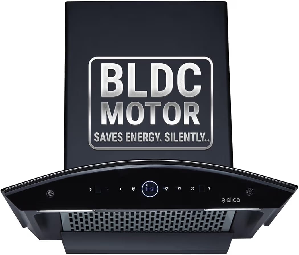 Elica 60cm 1600 m3/hr BLDC Filterless Autoclean Kitchen Chimney with 15 Years Motor & 5 Years Comprehensive Warranty | PRO PLUS FL BLDC HAC LTW 60 MS NERO | Black| Touch Control with Round RPM Display