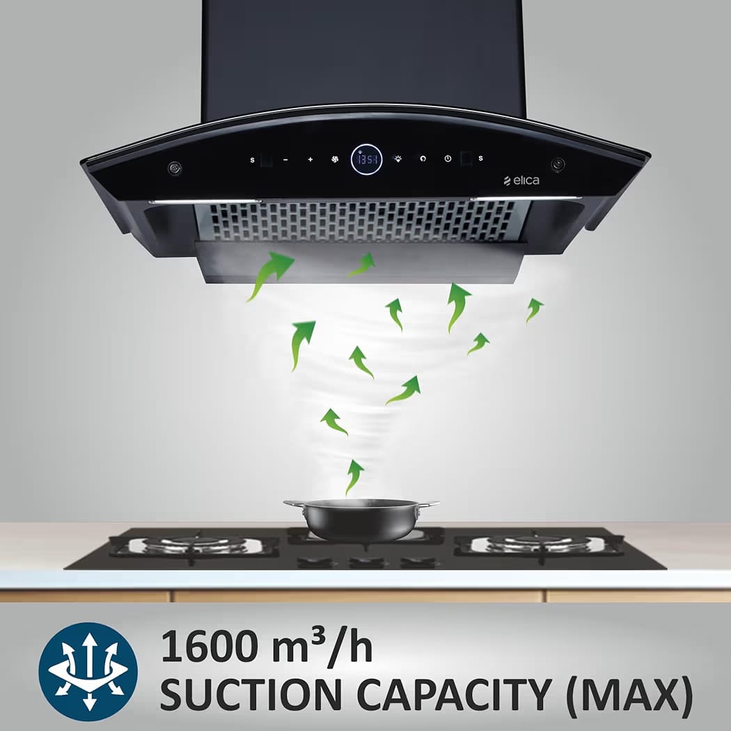 Elica 90cm 1600 m3/hr BLDC Filterless Autoclean Kitchen Chimney with 15 Years Motor & 5 Years Comprehensive Warranty | PRO PLUS FL BLDC HAC LTW 90 MS NERO | Touch Control with Round RPM Display |Black - Image 3