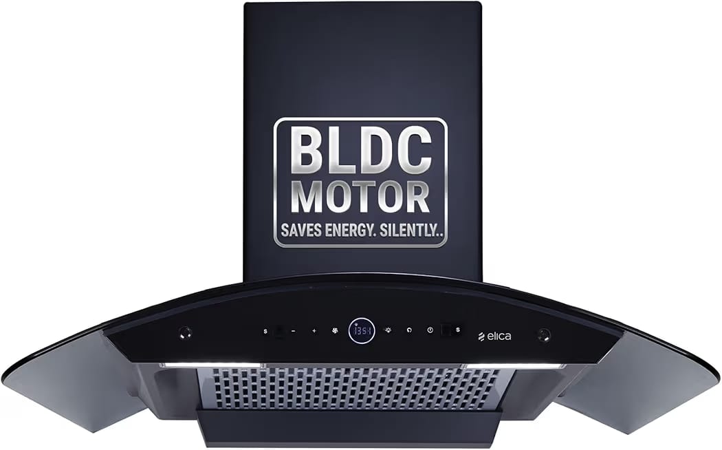 Elica 90cm 1600 m3/hr BLDC Filterless Autoclean Kitchen Chimney with 15 Years Motor & 5 Years Comprehensive Warranty | PRO PLUS FL BLDC HAC LTW 90 MS NERO | Touch Control with Round RPM Display |Black