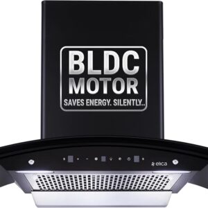 Elica 90cm 1500 m3/hr BLDC Filterless Autoclean Kitchen Chimney with 15 Years Motor & 5 Years Comprehensive Warranty | WDFL 900 BLDC HAC LTW MS NERO | Black | Touch Control with Motion Sensor