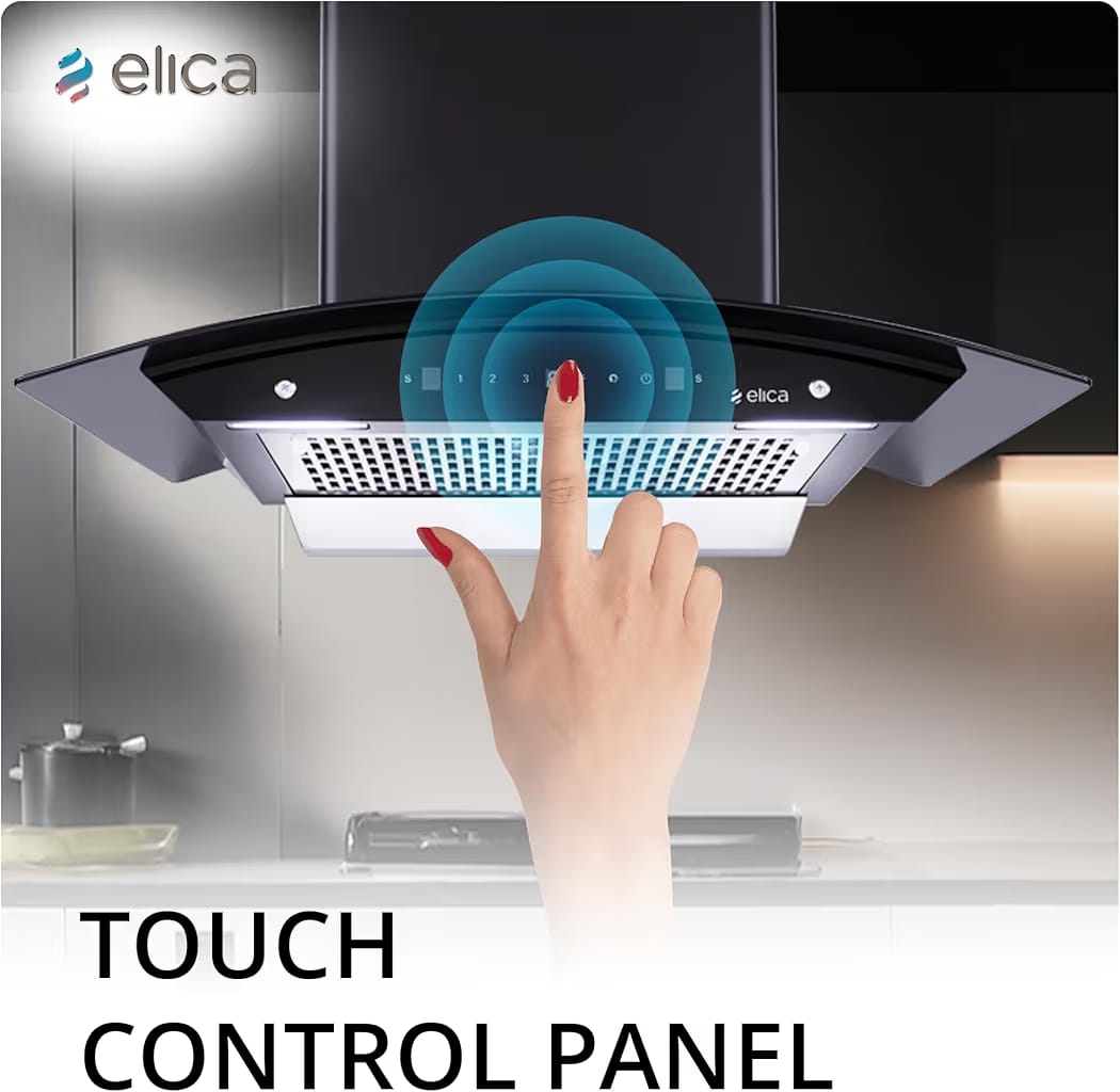 Elica 75cm 1350 m3/hr Filterless Autoclean Kitchen Chimney with 15 Years Motor & 5 Years Comprehensive Warranty | WDFL 750 HAC LTW MS NERO | Touch + Motion Sensor Control | Black - Image 8