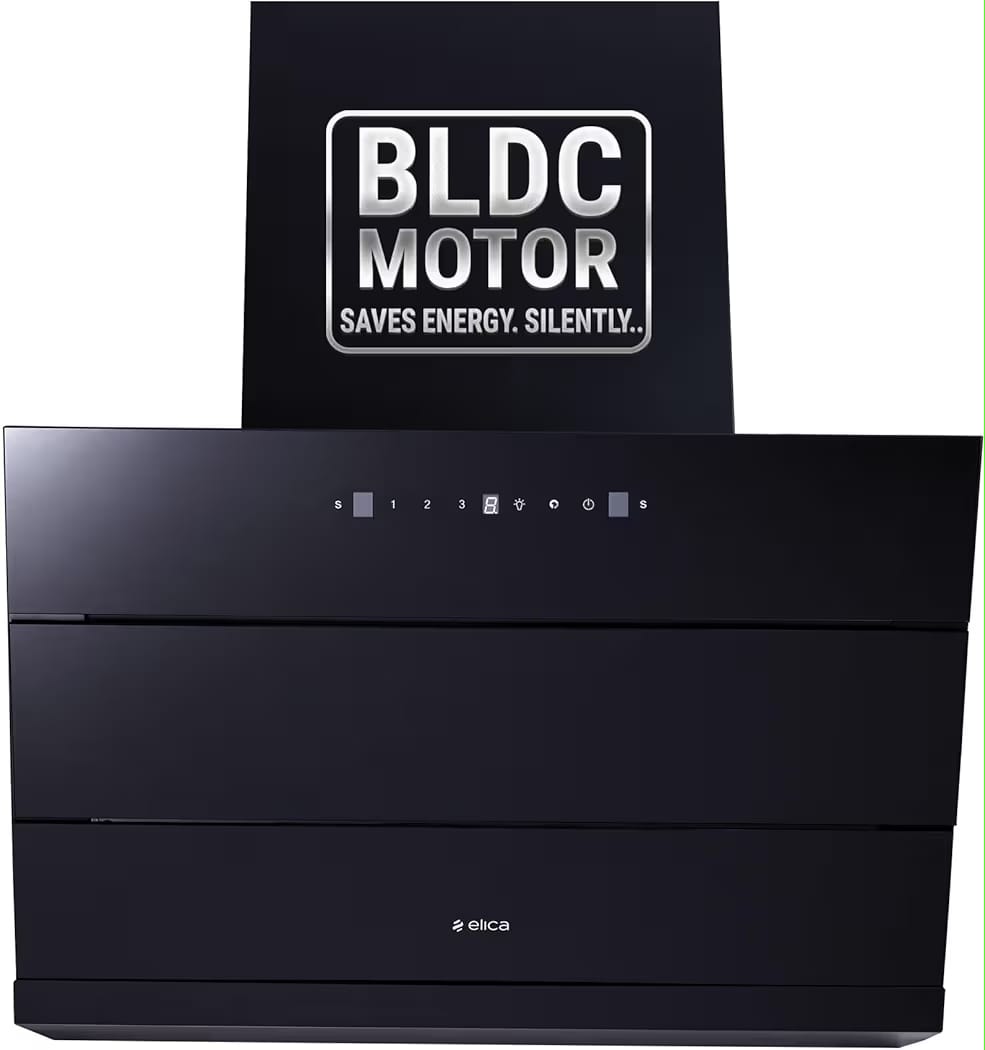 Elica 75cm 1650 m3/hr BLDC Filterless Autoclean Kitchen Chimney with 15 Years Motor & 5 Years Comprehensive Warranty | EFL 3V 751 BLDC HAC LTW MS NERO | Black | Touch + Motion Sensor Control