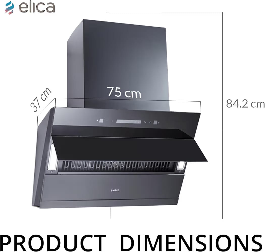 Elica 75cm 1650 m3/hr BLDC Filterless Autoclean Kitchen Chimney with 15 Years Motor & 5 Years Comprehensive Warranty | EFL 3V 751 BLDC HAC LTW MS NERO | Black | Touch + Motion Sensor Control - Image 4