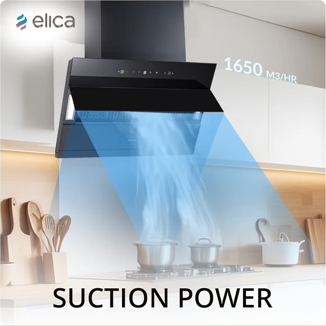 Elica 75cm 1650 m3/hr BLDC Filterless Autoclean Kitchen Chimney with 15 Years Motor & 5 Years Comprehensive Warranty | EFL 3V 751 BLDC HAC LTW MS NERO | Black | Touch + Motion Sensor Control - Image 6