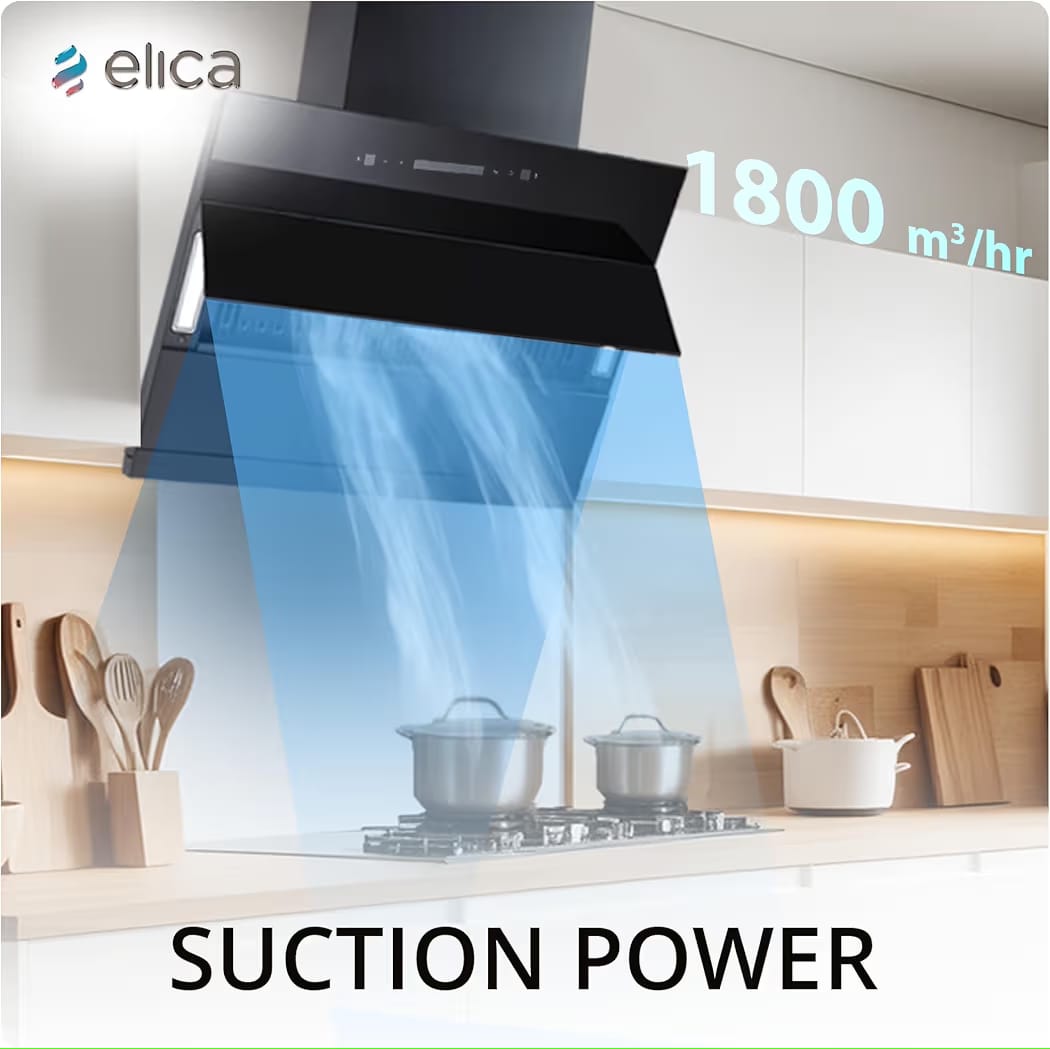 Elica 90cm 1800 m3/hr BLDC Filterless Autoclean Kitchen Chimney with 15 Years Motor & 5 Years Comprehensive Warranty | EFL 3V 901 BLDC HAC LTW MS NERO | Black | Touch + Motion Sensor Control - Image 5