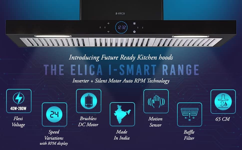 Elica iSMART 5 STAR Performance 90 cm Kitchen Chimney with Inverter Technology and 15 Years Warranty (iSMART SPOT H6 BF LTW 90 NERO) - Image 3