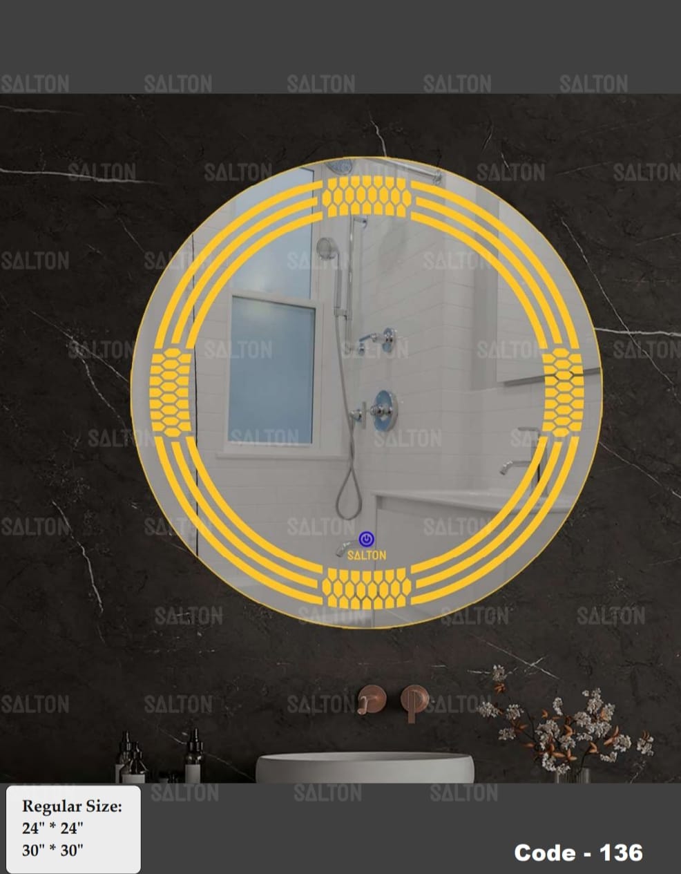 LED Bathroom Mirror with 3-in-1 Lighting, Round Shape, Touch Control
