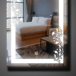(18×24 Mirror Size), Wall Mount Rectangular Led Mirror for Bathroom & Bedroom, Mirror with Light, Touch Sensor Controlled with 3 Colour Lights and Brightness Adjustable