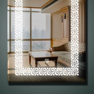 (18×24 Mirror Size), Wall Mount Rectangular Led Mirror for Bathroom & Bedroom, Mirror with Light, Touch Sensor Controlled with 3 Colour Lights and Brightness Adjustable