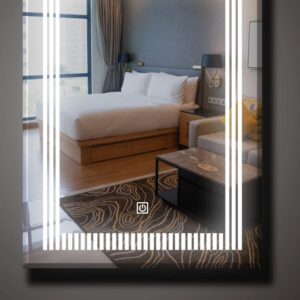 (18×24 Mirror Size), Wall Mount Rectangular Led Mirror for Bathroom & Bedroom, Mirror with Light, Touch Sensor Controlled with 3 Colour Lights and Brightness Adjustable