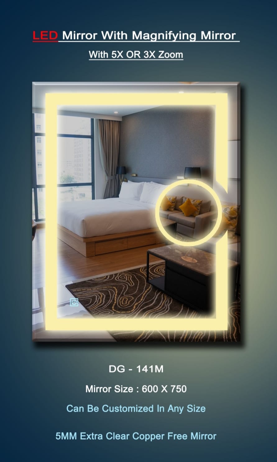 (18×24 Mirror Size), Wall Mount Rectangular Led Mirror for Bathroom & Bedroom, Mirror with Light, Touch Sensor Controlled with 3 Colour Lights and Brightness Adjustable