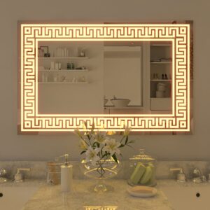 (18×24 Mirror Size), Wall Mount Rectangular Led Mirror for Bathroom & Bedroom, Mirror with Light, Touch Sensor Controlled with 3 Colour Lights and Brightness Adjustable