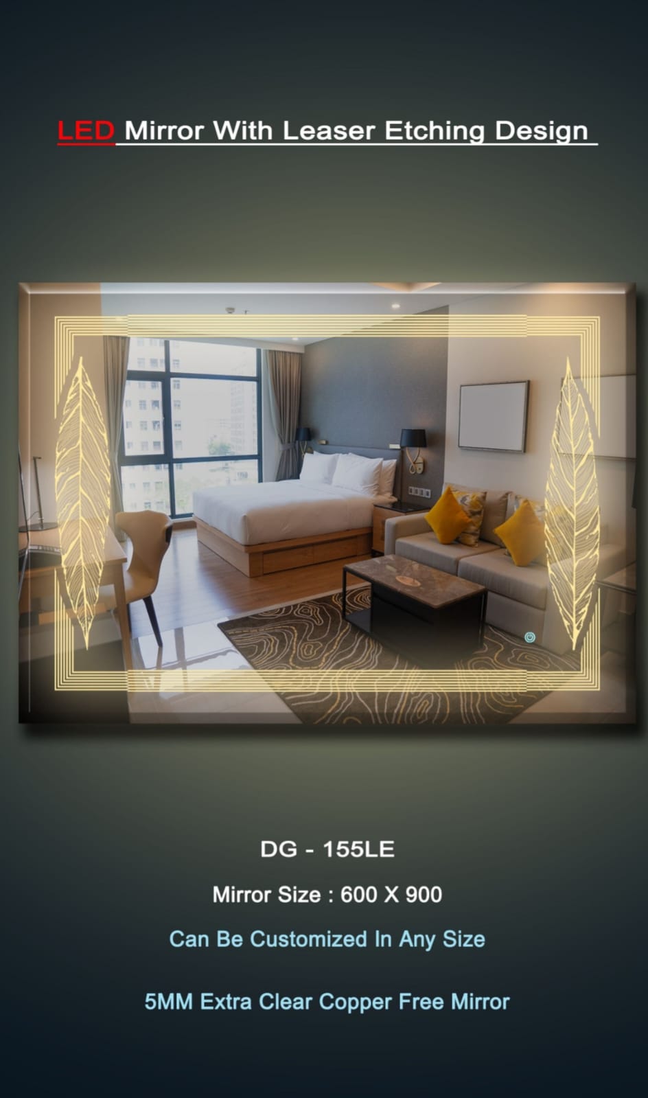 (18×24 Mirror Size), Wall Mount Rectangular Led Mirror for Bathroom & Bedroom, Mirror with Light, Touch Sensor Controlled with 3 Colour Lights and Brightness Adjustable