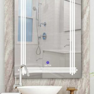 (18×24 Mirror Size), Wall Mount Rectangular Led Mirror for Bathroom & Bedroom, Mirror with Light, Touch Sensor Controlled with 3 Colour Lights and Brightness Adjustable