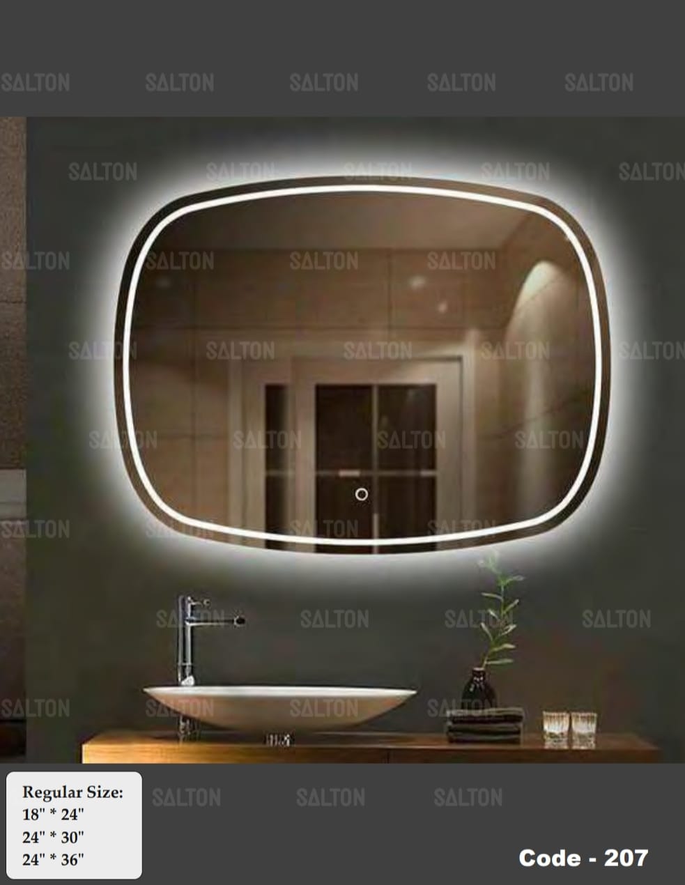 (18×24 Mirror Size), Wall Mount Rectangular Led Mirror for Bathroom & Bedroom, Mirror with Light, Touch Sensor Controlled with 3 Colour Lights and Brightness Adjustable