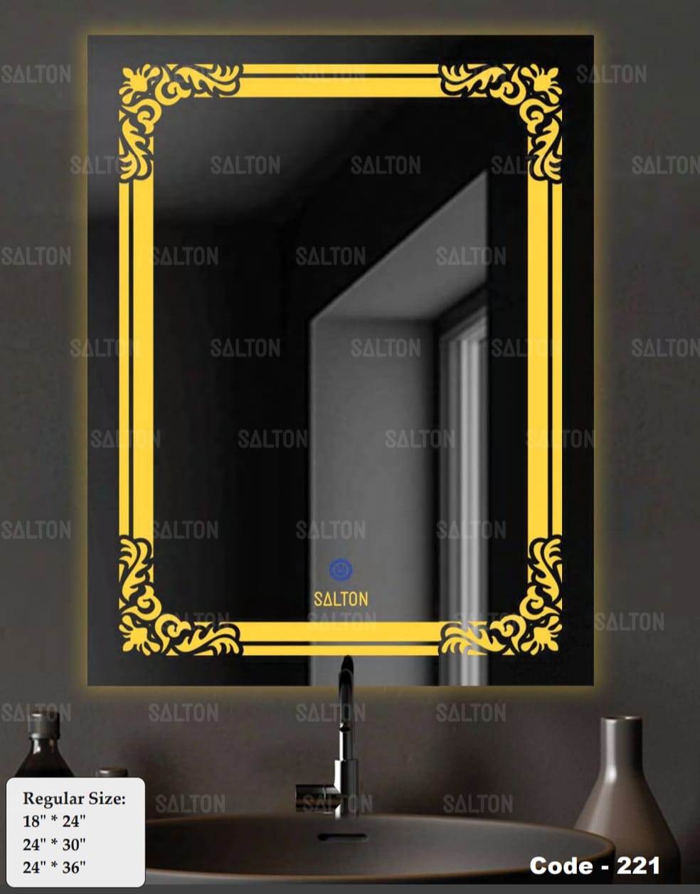 (18×24 Mirror Size), Wall Mount Rectangular Led Mirror for Bathroom & Bedroom, Mirror with Light, Touch Sensor Controlled with 3 Colour Lights and Brightness Adjustable