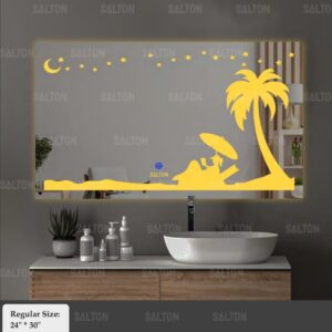 (18×24 Mirror Size), Wall Mount Rectangular Led Mirror for Bathroom & Bedroom, Mirror with Light, Touch Sensor Controlled with 3 Colour Lights and Brightness Adjustable