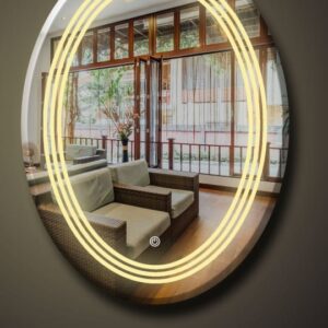 18x24 Inch Frameless Oval Led Mirror for Wall Bathroom Led Mirror with 3-Color Light/Smart Sensor/Bedroom/Living Room/Washbasin/Dressing Room/Durable/Standard Mirror