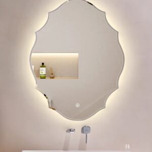 18x24 Inch Frameless Oval Led Mirror for Wall Bathroom Led Mirror with 3-Color Light/Smart Sensor/Bedroom/Living Room/Washbasin/Dressing Room/Durable/Standard Mirror