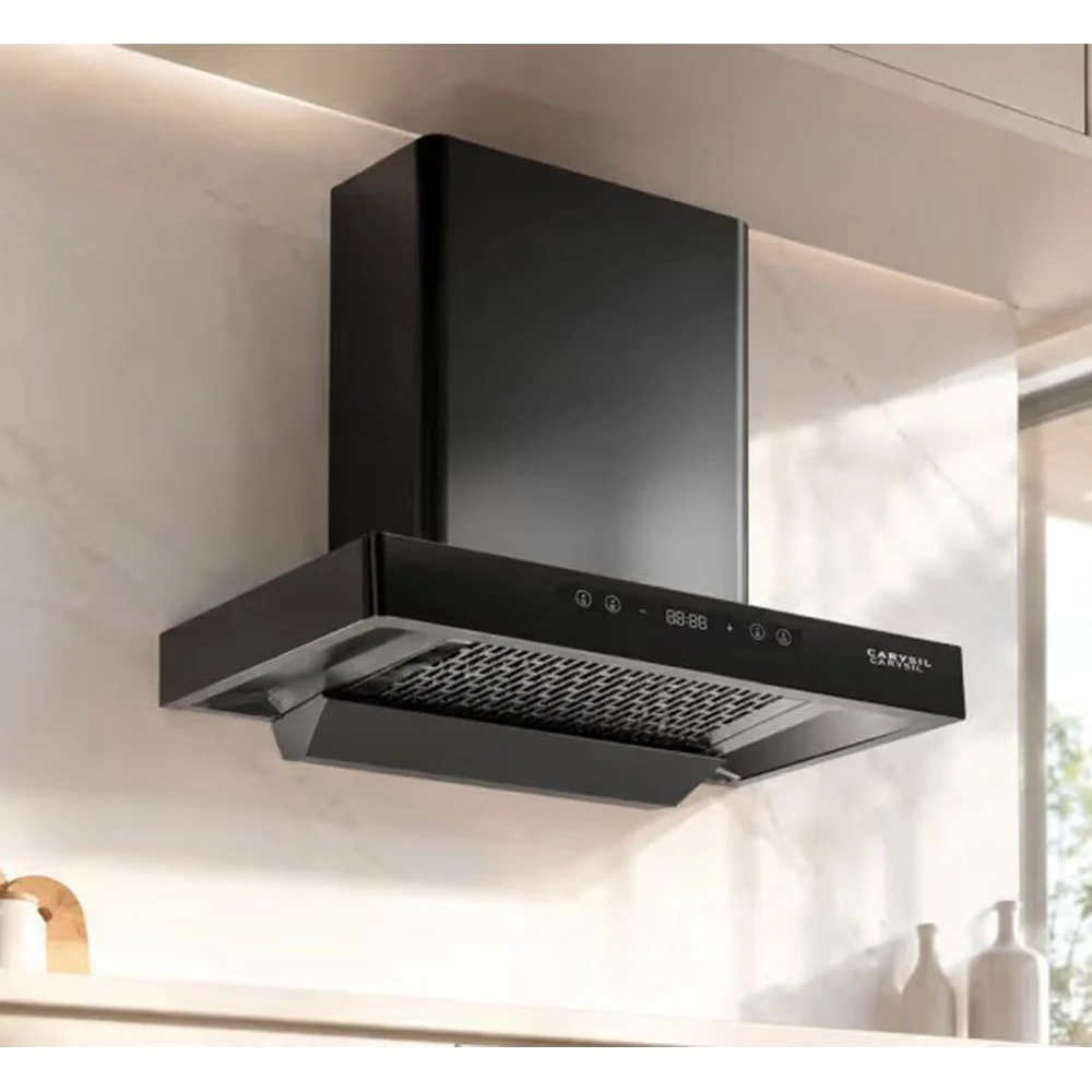 CARYSIL Crysta Plus 75 Designer Chimney – Heat Auto Clean, Filterless, 1300 m³/hr
