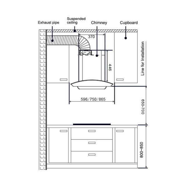Hafele 90 cm Wall Mounted Chimney Essentia Series RENATA CURVED 90 - Image 4