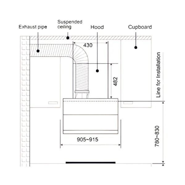 Hafele 90 cm Wall Mounted Chimney RHINE 90 - Image 6