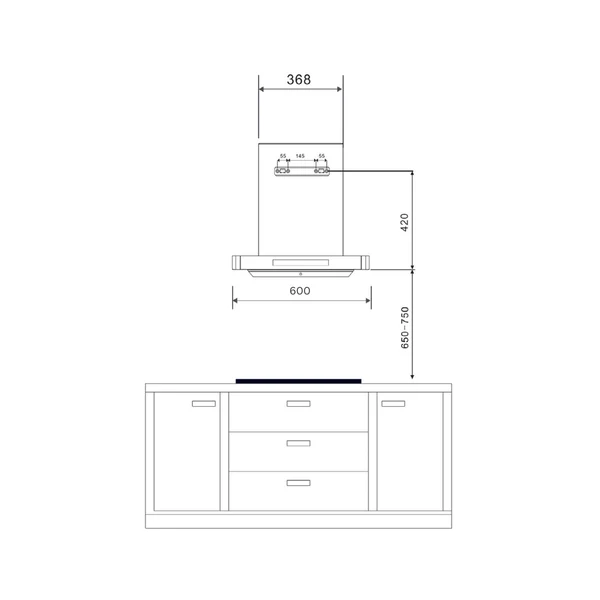 Hafele 60 cm Wall Mounted Chimney TERESA T-60 BLDC - Image 4